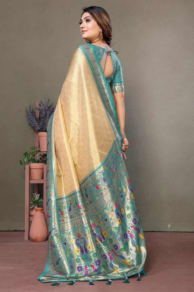 Brown Woven Tissue Saree