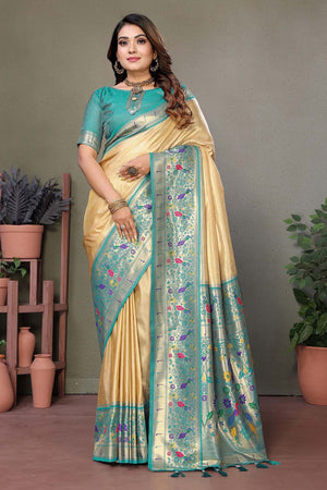 Brown Woven Tissue Saree