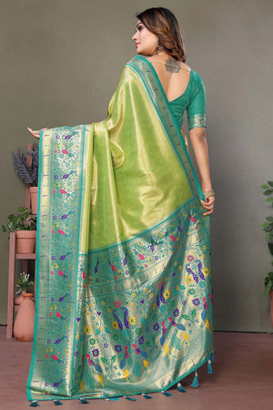 Olive Woven Tissue Saree
