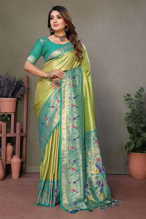 Olive Woven Tissue Saree