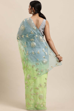 Green Gotta Patti Organza Saree