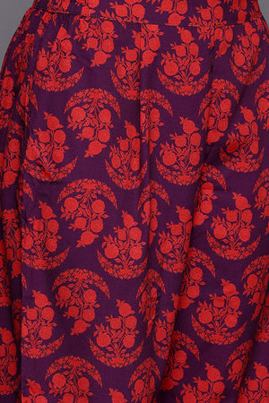Violet Printeded Crepe Kurti Pant Set (ACZ6367)