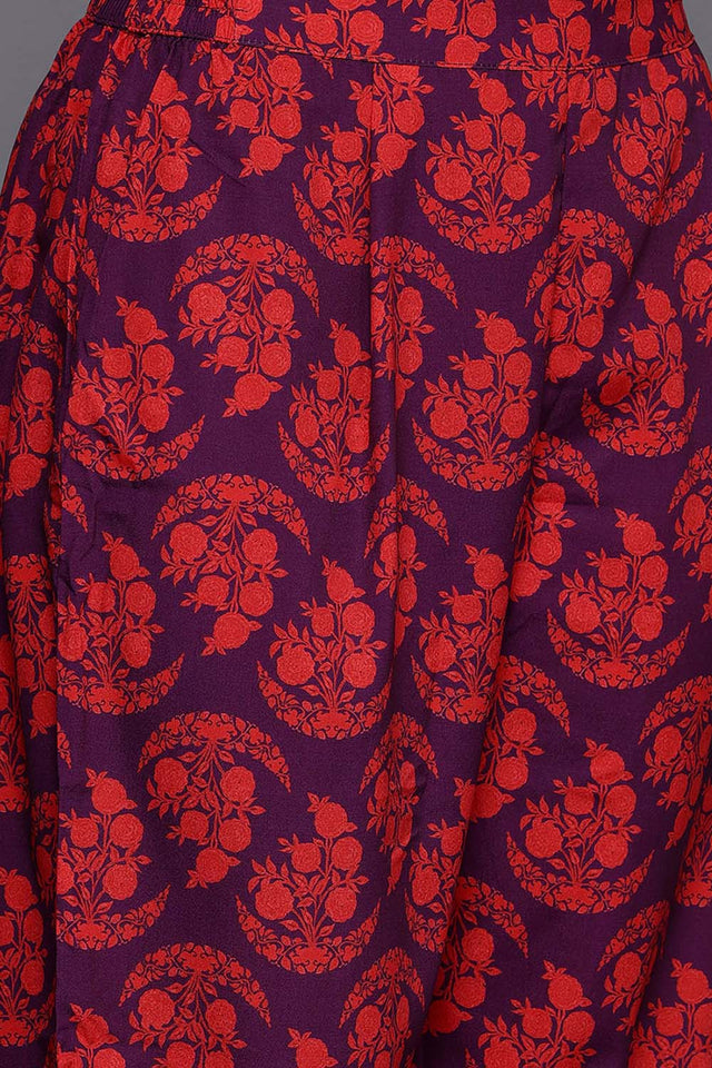 Violet Printeded Crepe Kurti Pant Set (ACZ6367)