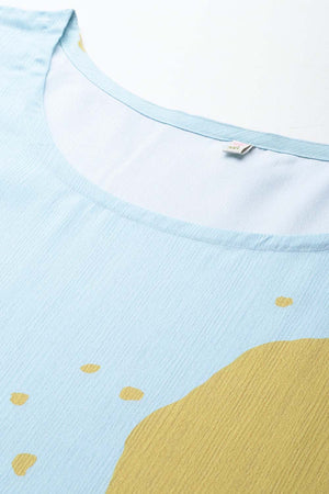 Blue Printeded Crepe Kurti Palazzo Set (ACZ6368)