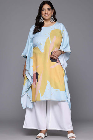 Blue Printeded Crepe Kurti Palazzo Set (ACZ6368)