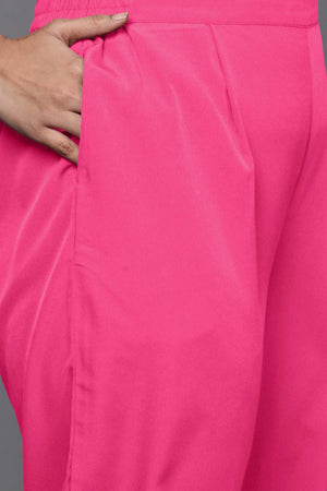 Pink Printeded Crepe Kurti Pant Set (ACZ6369)
