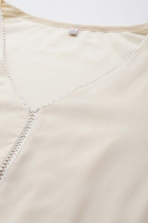 White Solid Crepe Kurti Pant Set (ACZ6370)