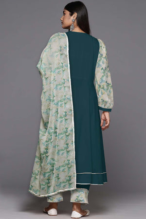 Green Solid Crepe Kurti Pant Set (ACZ6371)