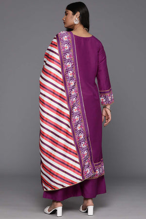 Violet Solid Art Silk Kurti Palazzo Set (ACZ6372)