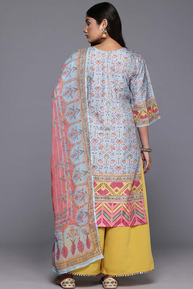 Multi-Color Printeded Crepe Kurti Palazzo Set (ACZ6375)