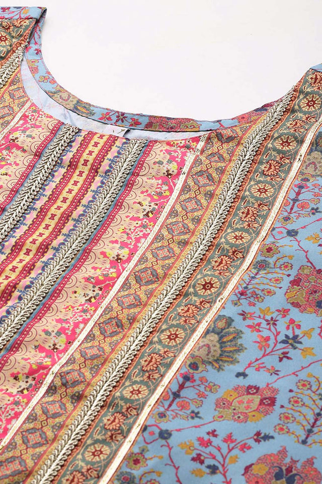 Multi-Color Printeded Crepe Kurti Palazzo Set (ACZ6375)