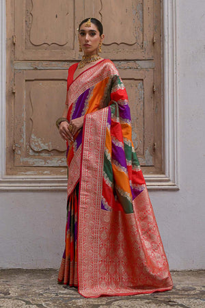 Red Woven Silk Saree