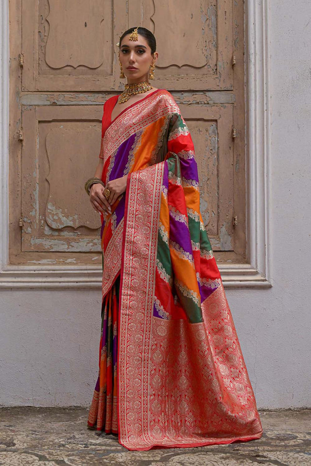 Red Woven Silk Saree