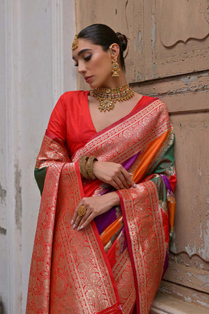 Red Woven Silk Saree