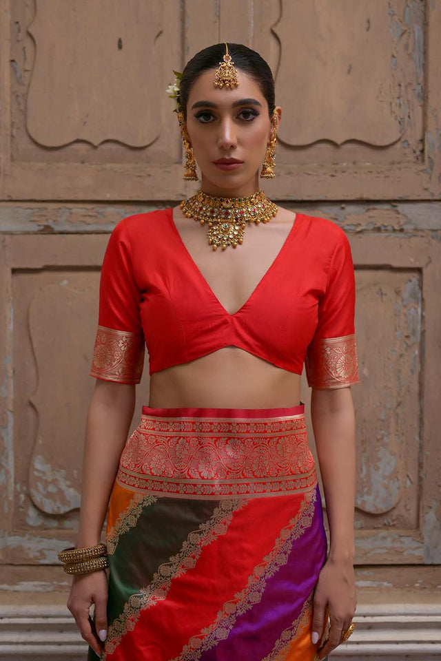 Red Woven Silk Saree