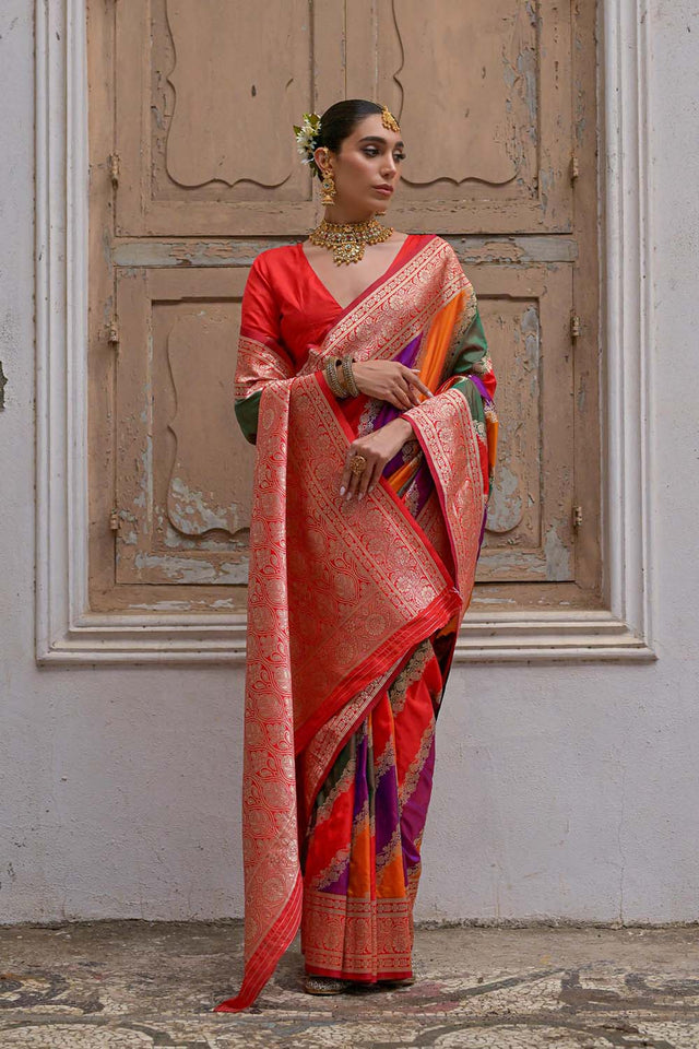 Red Woven Silk Saree
