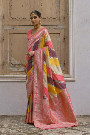 Yellow Woven Silk Saree