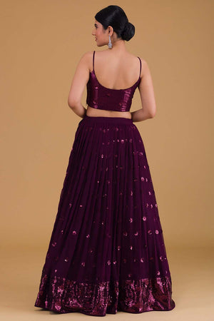 Violet Sequin Georgette Lehenga