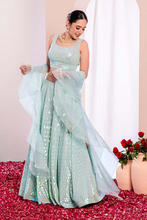 Blue Emblished with Sequin Georgette Lehenga