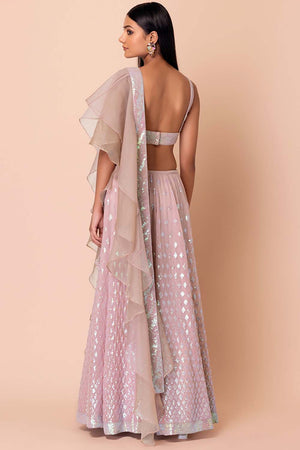 Pink Emblished with Sequin Georgette Lehenga