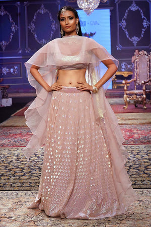 Pink Emblished with Sequin Georgette Lehenga