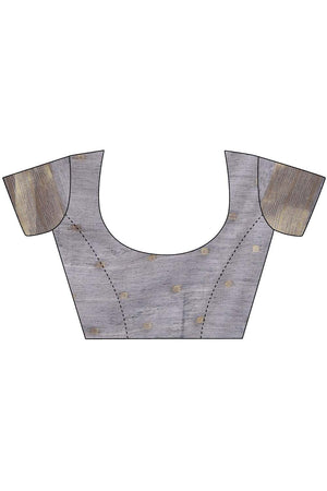 Grey Jacquard Woven Linen Cotton Saree