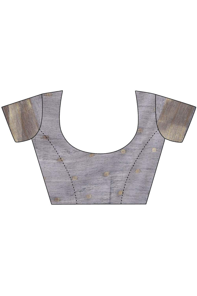 Grey Jacquard Woven Linen Cotton Saree