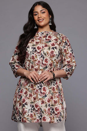 Multi Floral Printed Cotton Short Kurti (ACZ6585)