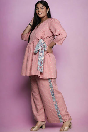 Pink Floral Printed Rayon Short Kurti (ACZ6592)