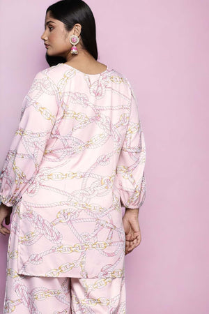 Pink Printed Crepe Short Kurti (ACZ6593)