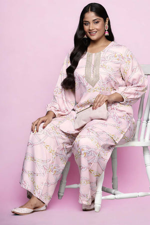 Pink Printed Crepe Short Kurti (ACZ6593)