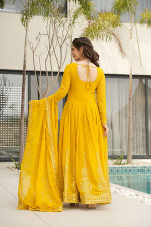 Yellow Sequin with Embroidered Georgette Gown