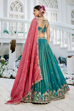 Sea Green Sequin with Zari Work Satin Lehenga (ACZ7784)
