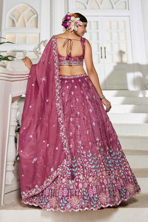 Maroon Sequin with Zari Work Tissue Lehenga (ACZ7786)