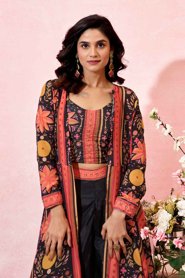 Multi-Color Floral Printed Crepe Co-Ord Set (ACZ7969)