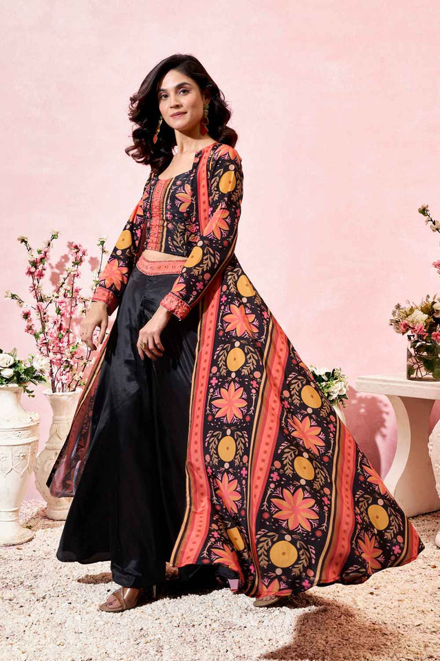 Multi-Color Floral Printed Crepe Co-Ord Set (ACZ7969)