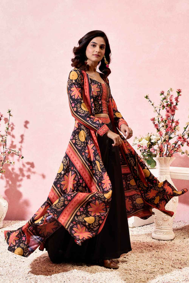 Multi-Color Floral Printed Crepe Co-Ord Set (ACZ7969)