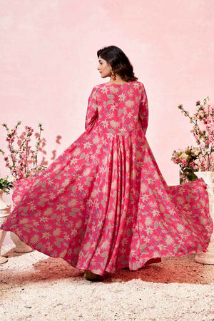 Pink Floral Printed Crepe Co-Ord Set