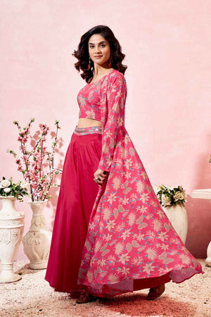 Pink Floral Printed Crepe Co-Ord Set