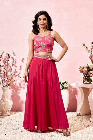 Pink Floral Printed Crepe Co-Ord Set