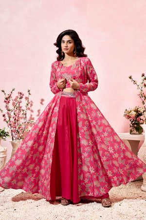 Pink Floral Printed Crepe Co-Ord Set
