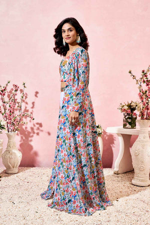 Multi-Color Floral Printed Crepe Co-Ord Set (ACZ7972)