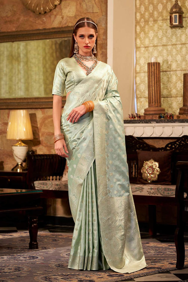 Blue Woven Silk Saree (ACZ8025)