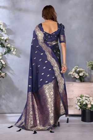 Blue Woven Banarasi Silk Saree