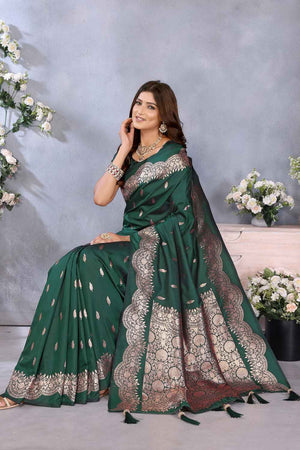 Green Woven Banarasi Silk Saree