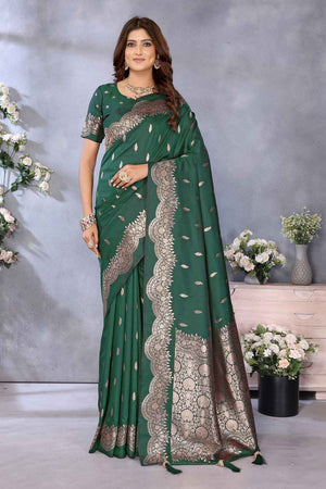 Green Woven Banarasi Silk Saree
