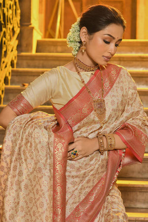Red Woven Banarasi Silk Saree