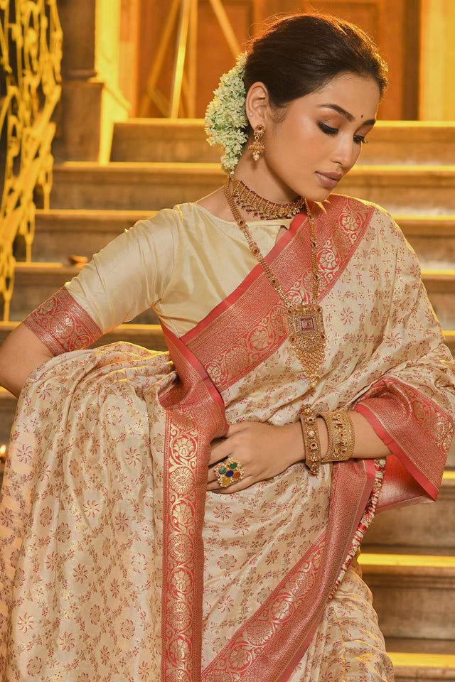 Red Woven Banarasi Silk Saree