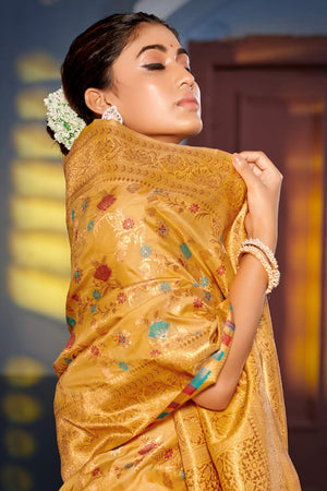 Yellow Woven Banarasi Silk Saree