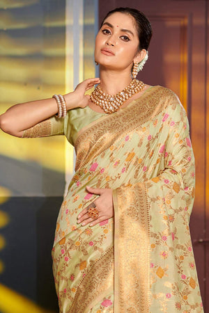Green Woven Banarasi Silk Saree